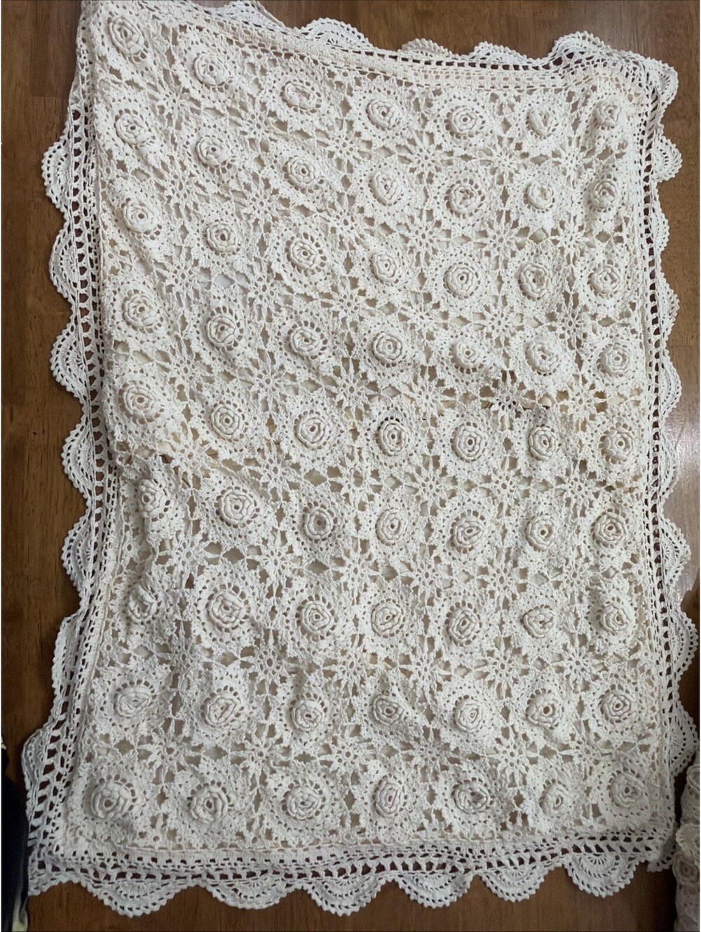 VTG Lot 3 Crochet Floral Pillow Cover Sham Ivory & 4 Accent Pillows Cottage Gran - Picture 10 of 12